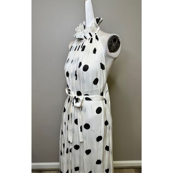 NWT Halpern Sleeveless Polka Dot Plisse Backless Midi Dress Size 36 (2) $2380 - Picture 5 of 14
